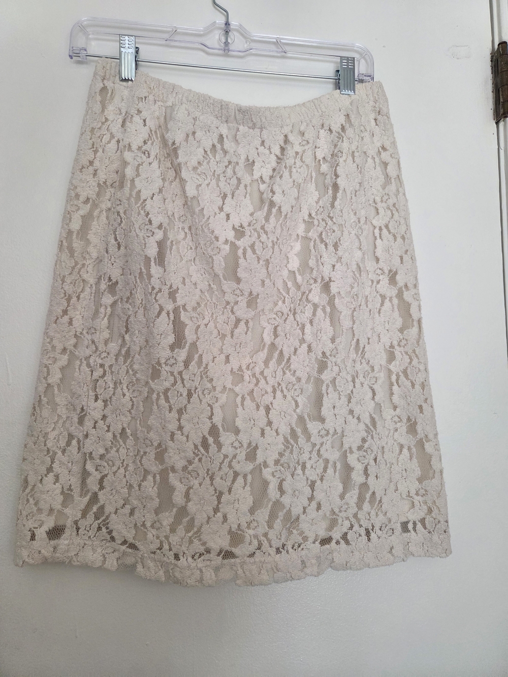 Cato Cream Floral Lace Pull-On Midi Skirt Size M Cottagecore Coquette